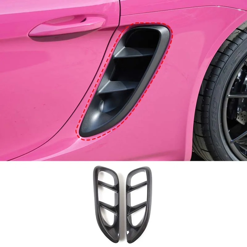 

For Porsche 718 Cayman 2016 - 2018 Real Carbon Fiber Car Side Vent Fender Sticker Car Exterior Accessories