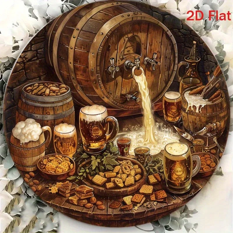 1Pc Round 2D Flat Aluminum Sign  Indoor Outdoor Wall Decor for Home Bar Cafe Garage Garden Halloween Christmas view 4