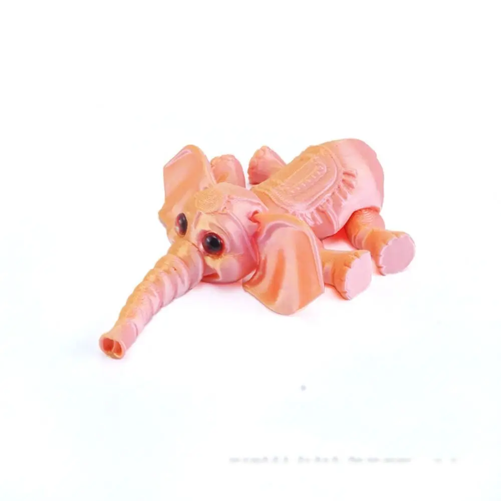 PLA 3D Printed Elephant Model Solid Color Multi-jointed Elephant Action Figurine Movable Articulated Animal Figurine