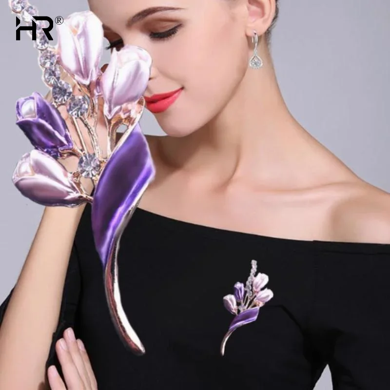 Fashion Elegant Flower Tulip Brooches For Women Clothing Coat Jewelry Accessries Gift
