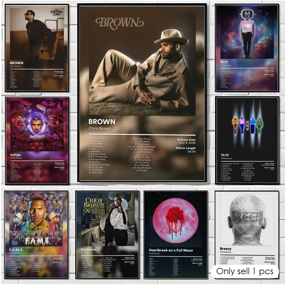 R&B Music Icon C-Chris Brown Poster Modern Minimalist Wall Art for Bedroom Living Room Contemporary Home Decor Gift