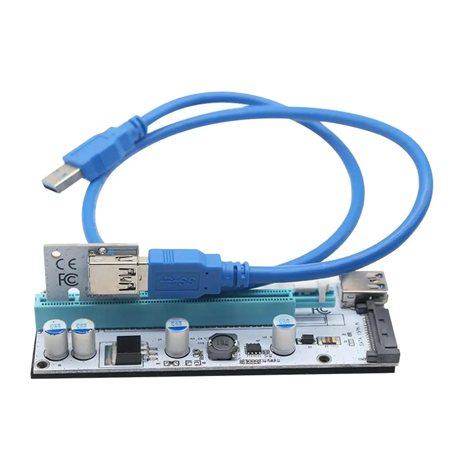 008S PC PCIe PCI-E PCI Express Riser Card 1x to 16x USB 3.0 Data Cable SATA to 4Pin IDE Molex Power Supply for BTC Miner Machine