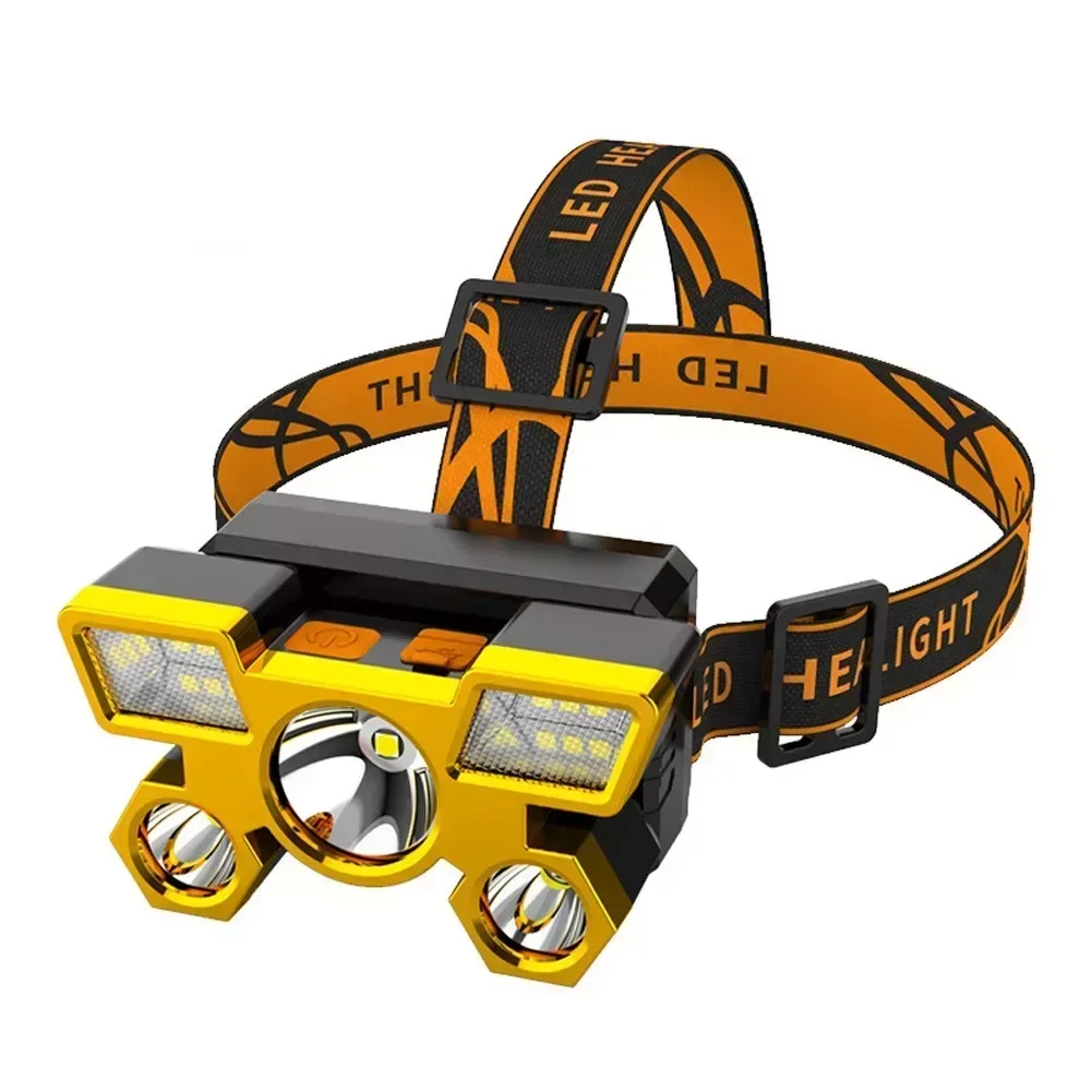 5 LED Super Bright Headlamp Rechargeable Strong Light Range 1000M 4 Lighting Modes Built-in Battery For Night Fishing NEW