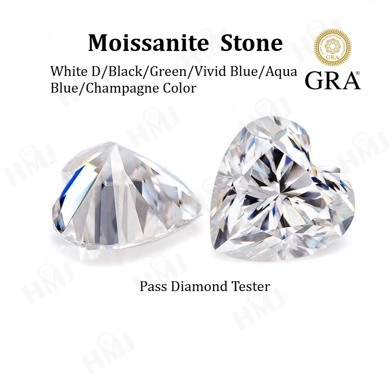 

Муассанит, свободный камень, огранка в форме сердца, цвет D с бусинами из сертификата GRA для изготовления ювелирных изделий своими руками, оптовая продажа, высокое качество, не выцветающие бусины