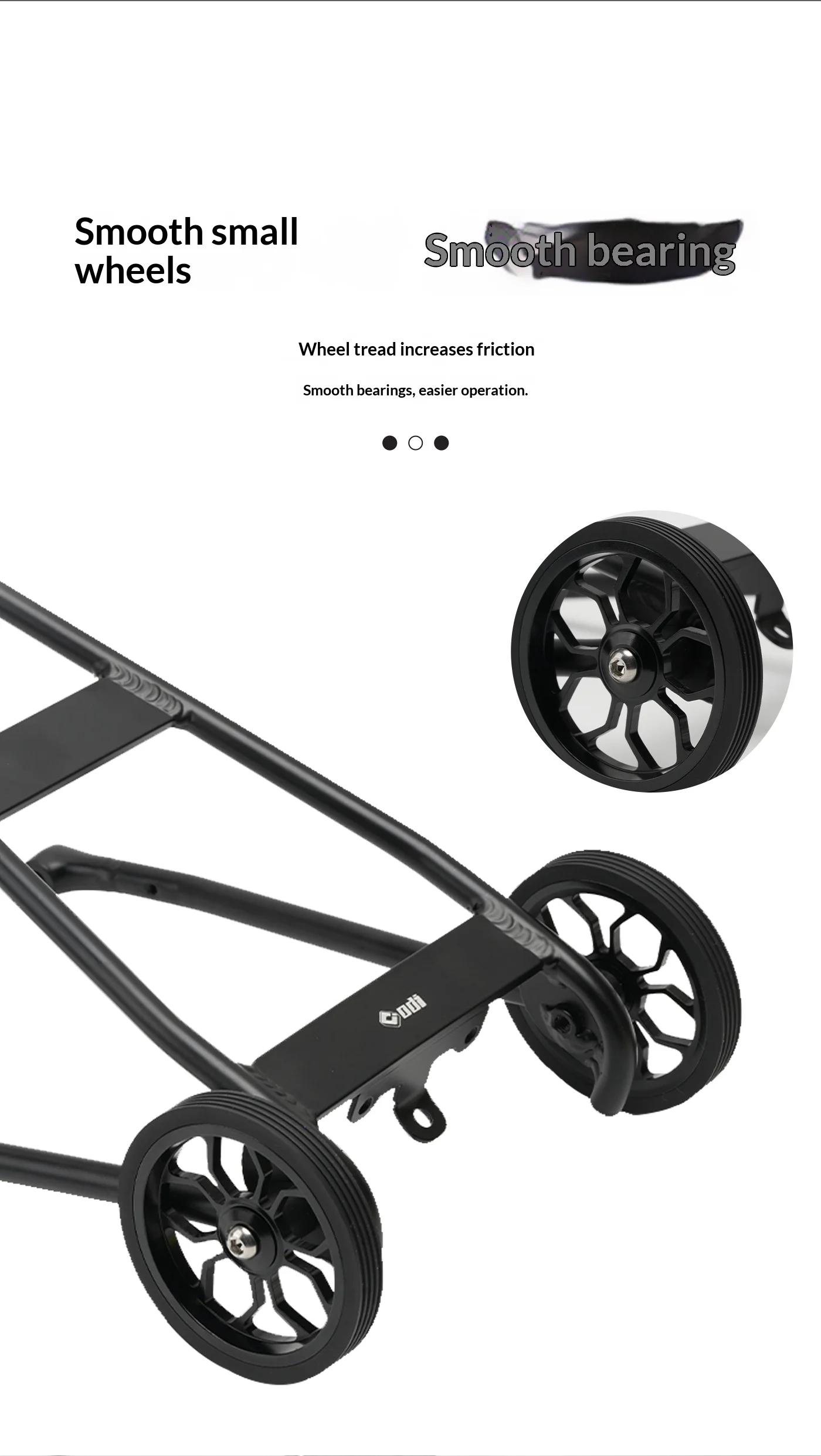 ODI Spezieller Heckträger für JAVA NEO 16 Zoll /20 Zoll Faltrad Hohe Tragfähigkeit Aluminium-Legierung Heckablage mit Vergrößerten Rädern – Detail 3