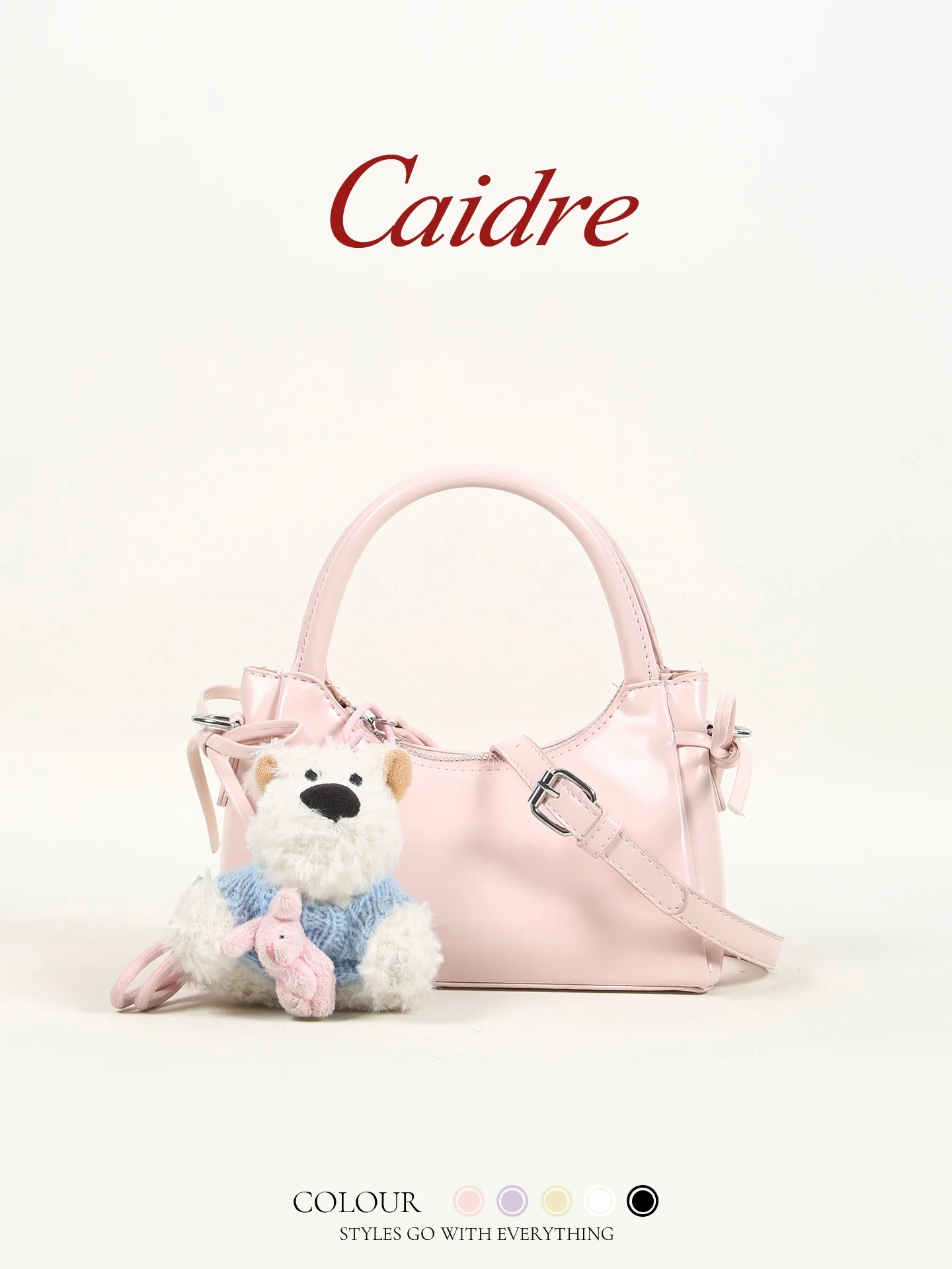 

Caidre Cute Dog Print Shoulder Bag Women's Birthday Gift Commuter Handbag Korean Style Pure Color PU Leather Crossbody Bag