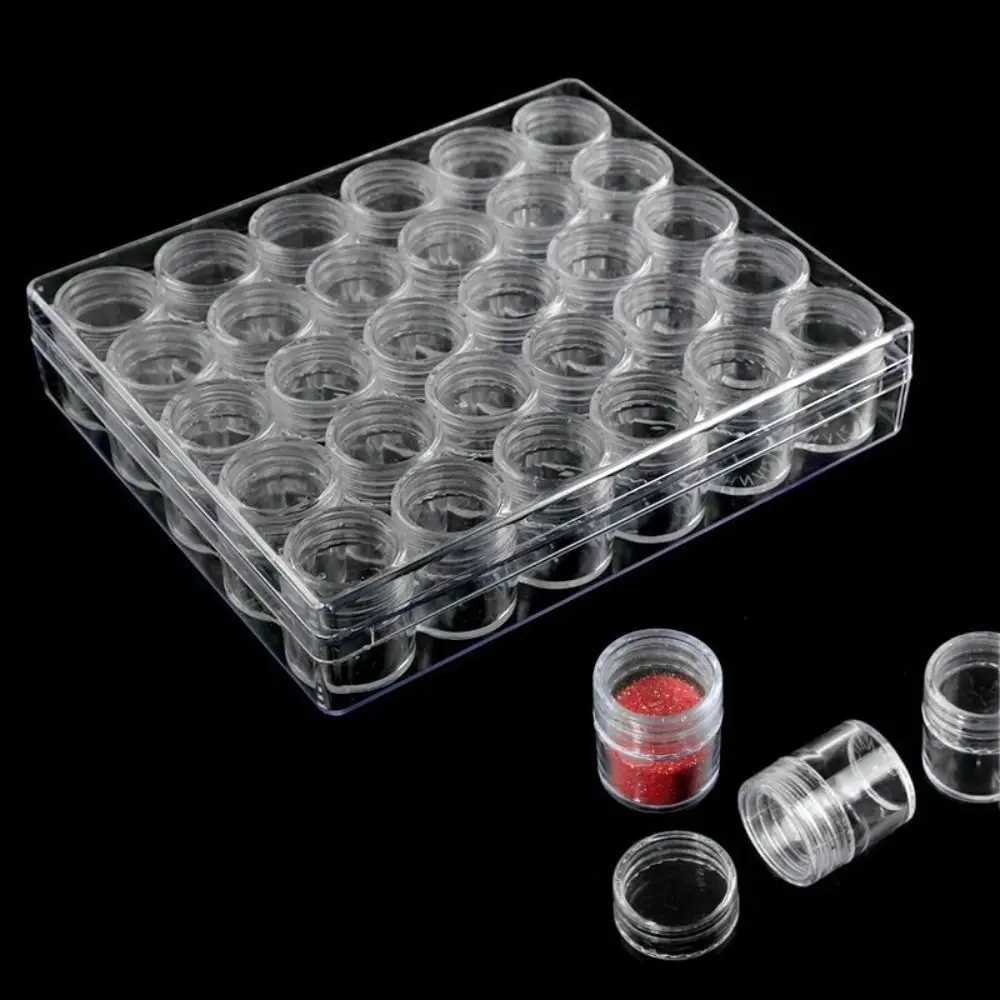 

New Acrylic Bead Storage Box Round Shape Mini Size Transparent Bottles Clear 30 Compartments Beads Organizer Diamond Painting