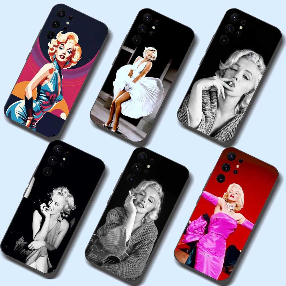 M-Marilyn M-Monroe Phone Case For Samsung Galaxy A52 A12 A51 S21 Edge S22ULTRA S23 S20LITE Plus Ultra Black Cover