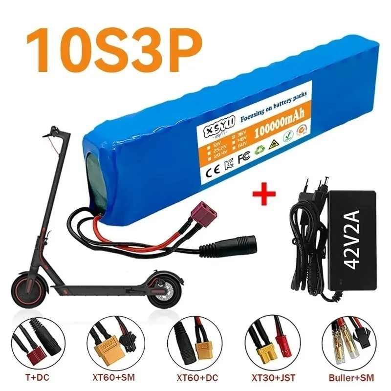 

10S3P 36V 100Ah 18650 Rechargeable Lithium Battery Pack 1000W Power Modified Bicycle electric scooter Vehicle BMS +42V Charger
