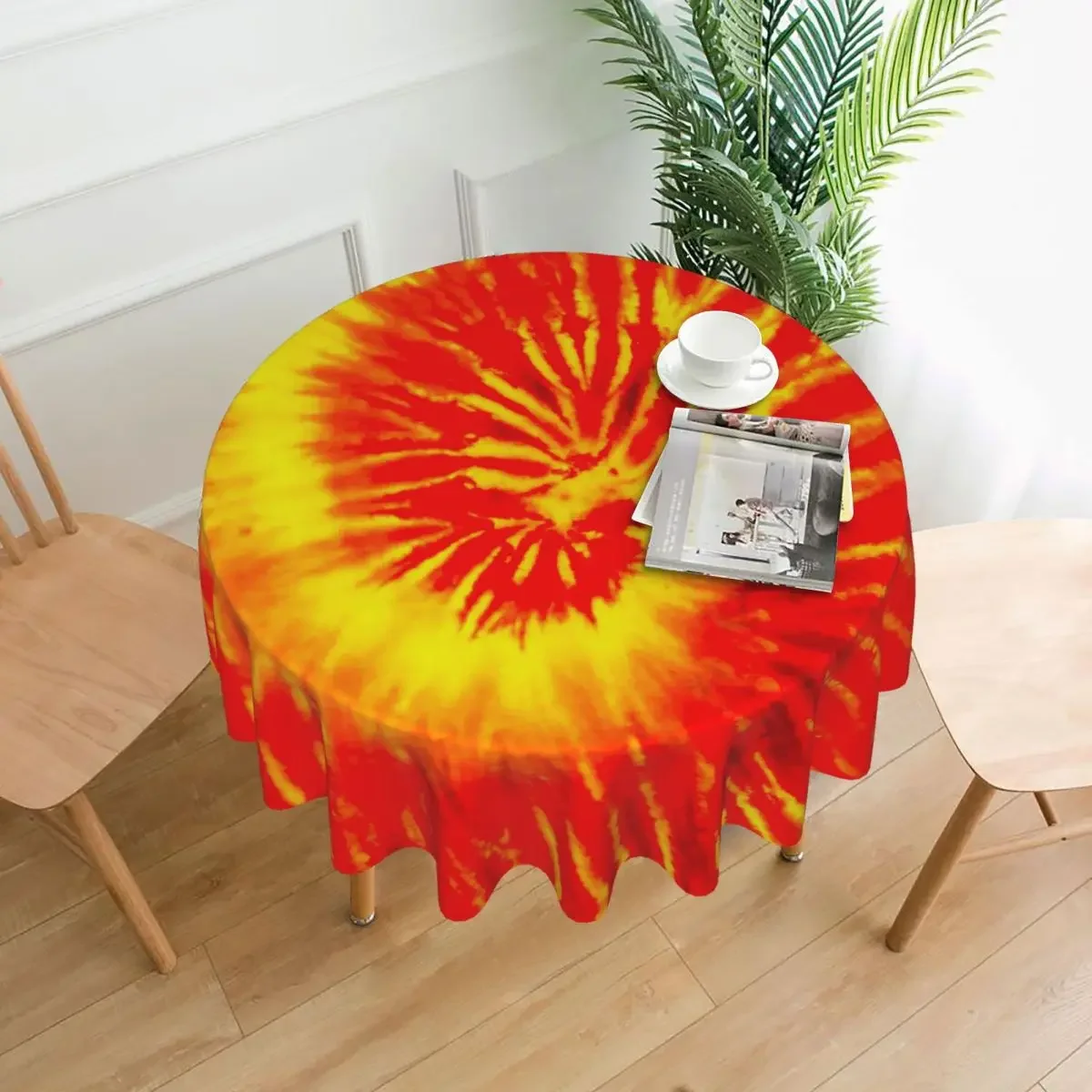 ผ้าปูโต๊ะทรงกลมแบบมัดย้อมผ้าปูโต๊ะพิมพ์ลายแอบสแตรกผ้าคลุมโต๊ะน่ารักสำหรับห้องนั่งเล่นพิมพ์ลายรับประทานอาหาร