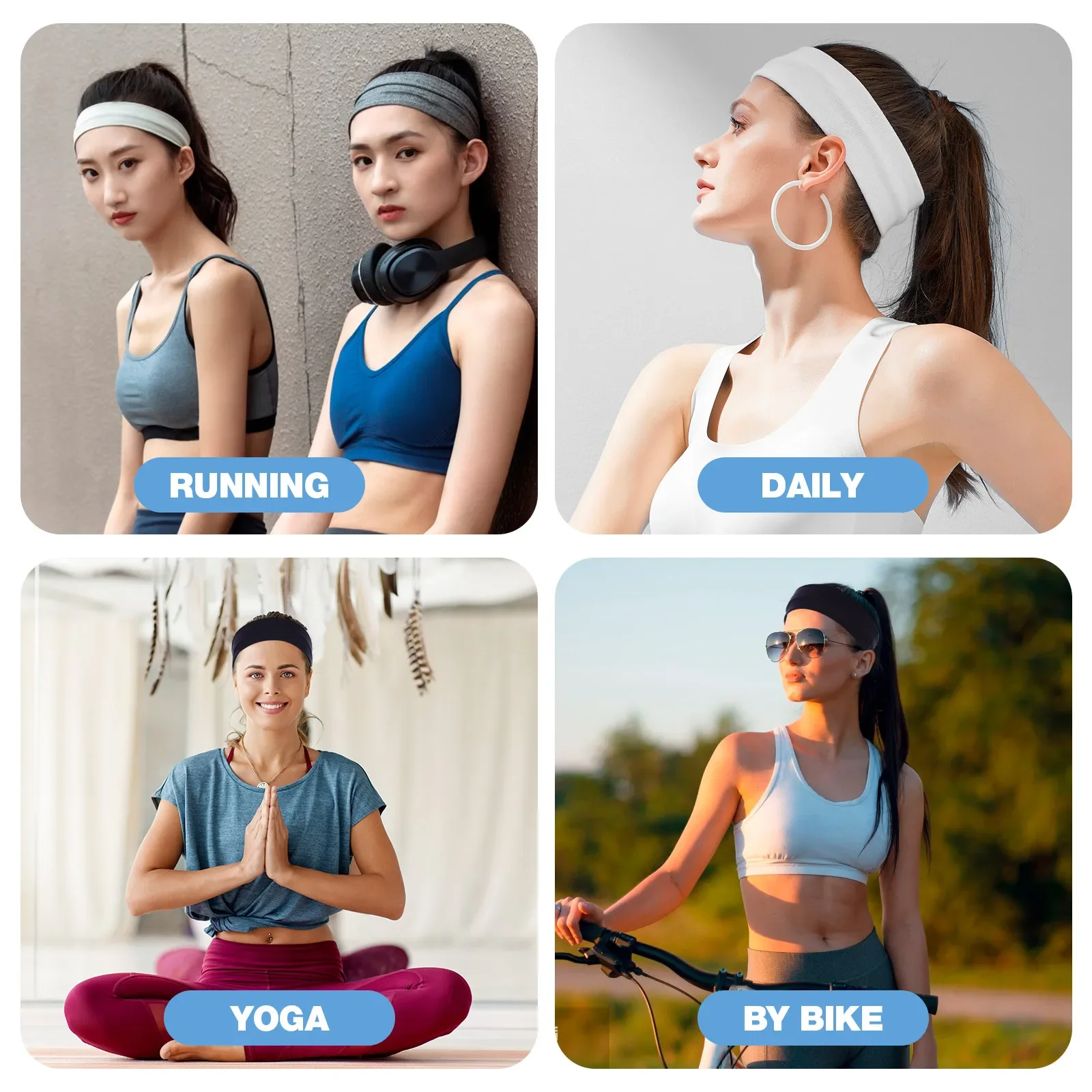 7PCS Candy-Colored Elastic Sports Headbands 4