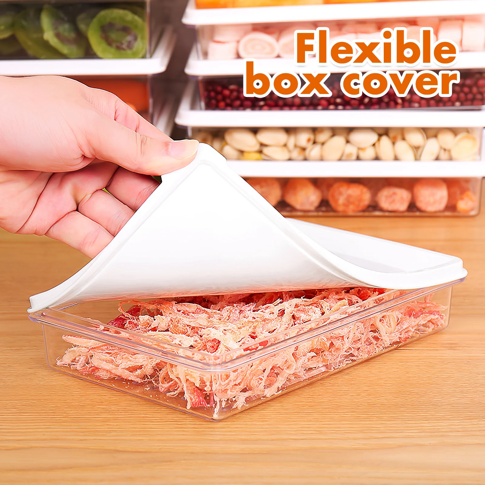 

1pc Clear Meat Storage Container 1.5L For Bacon Seafood Fridge Organizer Box Sealed Lid Freshness Kitchen Pantry