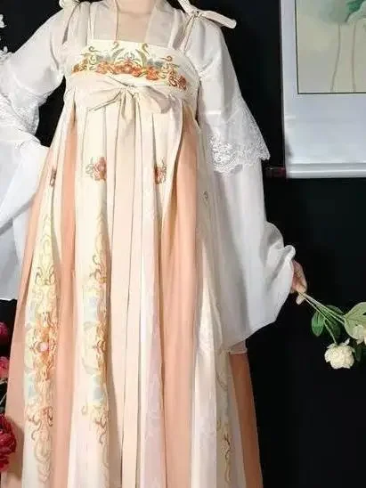 Verão antigo chinês tradicional floral bordado verde fada hanfu vestido conjunto para mulheres cosplay palco festa traje tang terno