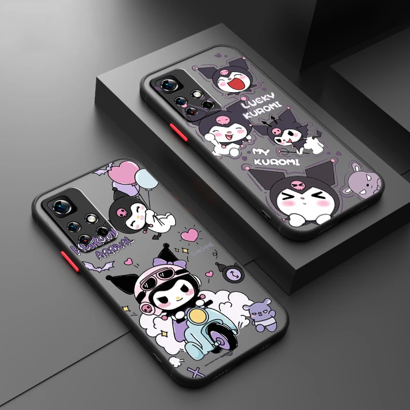 

Kuromi Sanrio Cartoon Cute Frosted Translucent For Redmi Note 13 12 12S 12T 11 11T 11E 10 10S 9 Pro Plus 5G TPU Phone Case