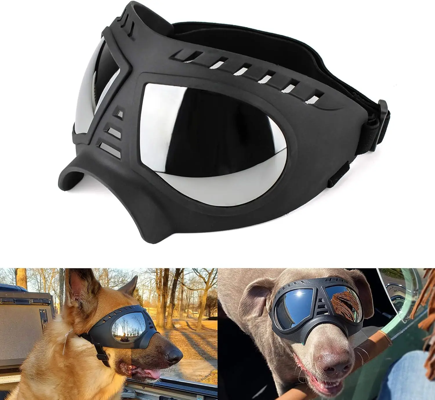 Dog Goggles UV protection Sunglasses for medium to large breed dogs Tactical Glasses Windproof Anti-Fog Puppy Eyewear adjustable