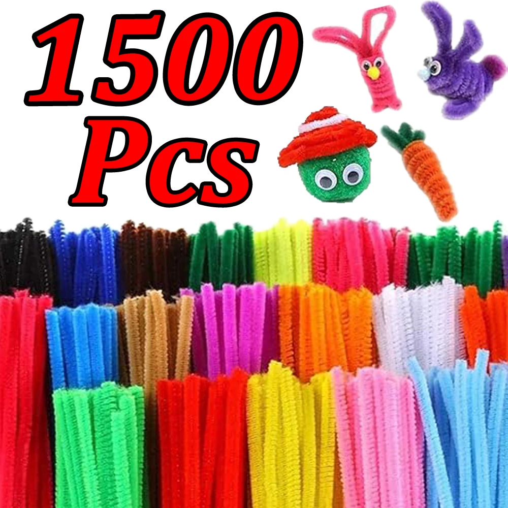 

100-1500Pcs Colorful Chenille Stem Pipe Cleaners Plush Twisted Stem Wired Sticks Twist Stick DIY Handcraft Twisting Decorations