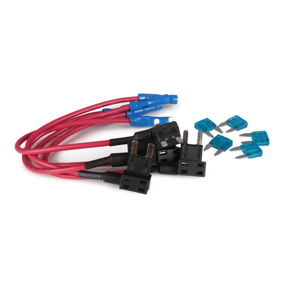 

10Pcs 15a Flat Plug Fuse Holder Tap Cable Red Wire Backup Power Tap Car Radio Slot Atc Standard Fuse Holder
