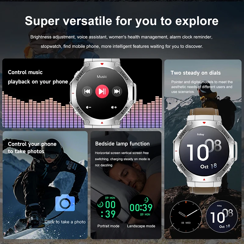 ใหม่สําหรับ Xiaomi ทหาร GPS สมาร์ทนาฬิกาผู้ชายไฟฉายเข็มทิศกันน้ํากีฬากลางแจ้ง Tracker บลูทูธ NFC Smart Watch