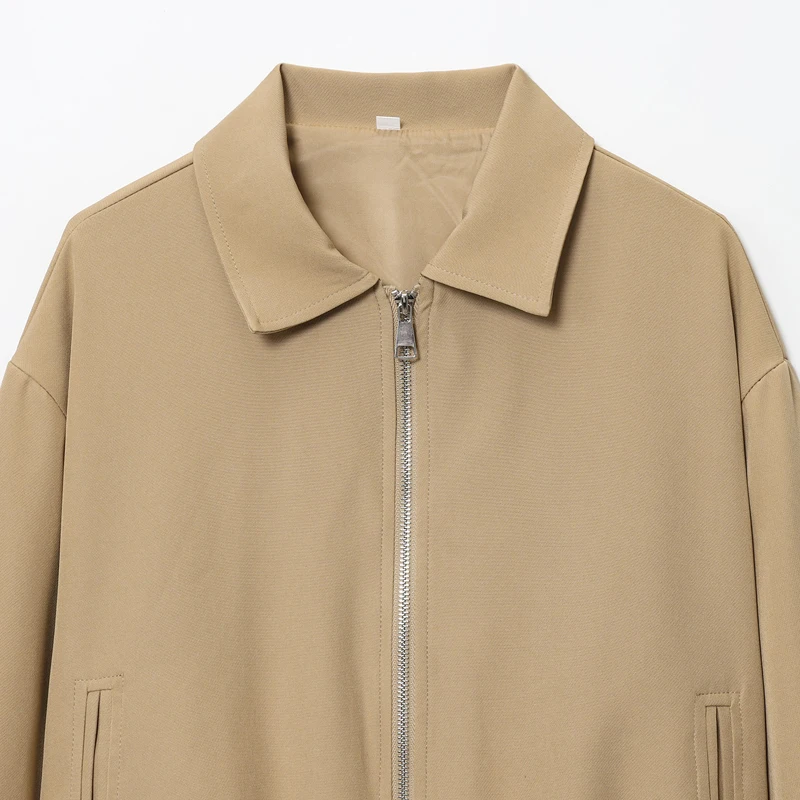 HXAO سترة نسائية كاكي المرأة الخريف سترة المرأة معطف قصير المرأة طويلة الأكمام المرأة ملابس خارجية المرأة الإناث #6