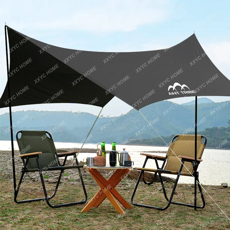 Outdoor Canopy Oxford Cloth Tent Camping Thick Waterproof Sunscreen Park Beach Butterfly-Shaped Hexagonal Canopy