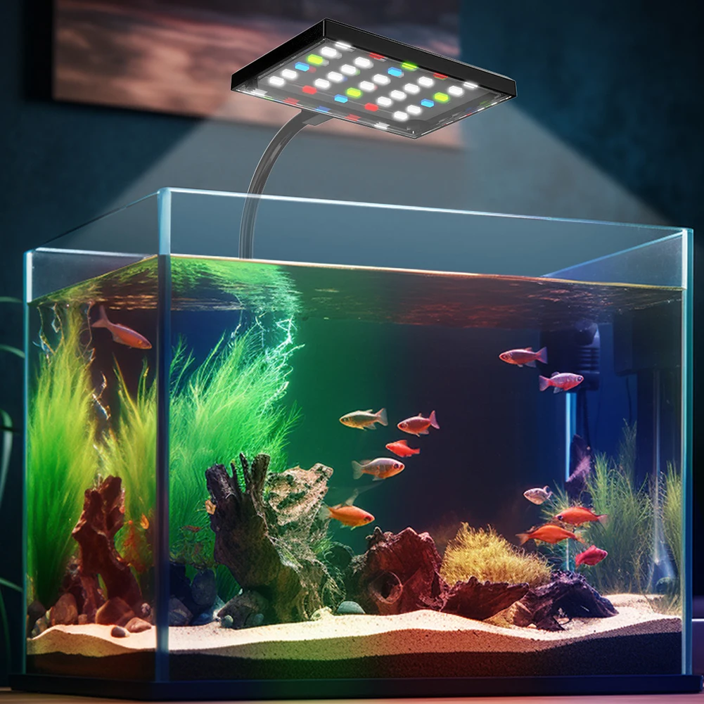 LED Aquarium Light Fish Tank Lighting with Adjustable Brightness 360° Rotation USB Clamp Lights for Fish Aquatic Pet Supplies