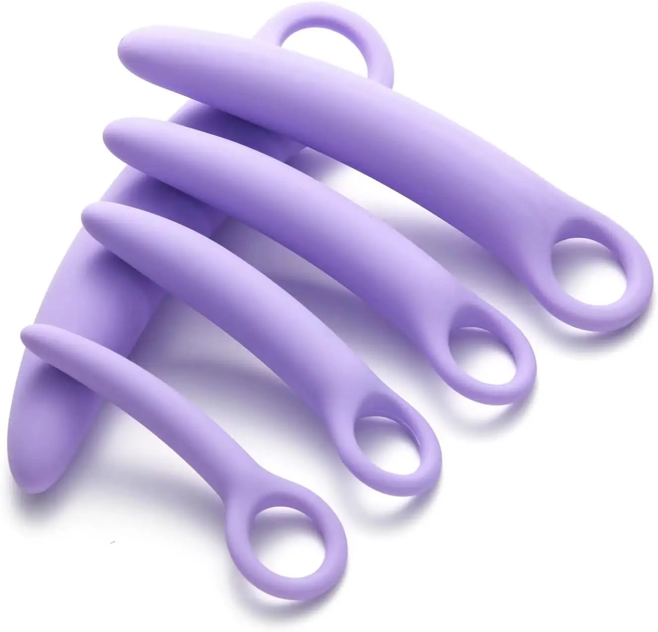 5 Pack Silicone Pelvic Floor Muscle Dilator Trainer Set,Pelvic Wand Massager for Women，Pelvic Floor Strengthening Device - Purp