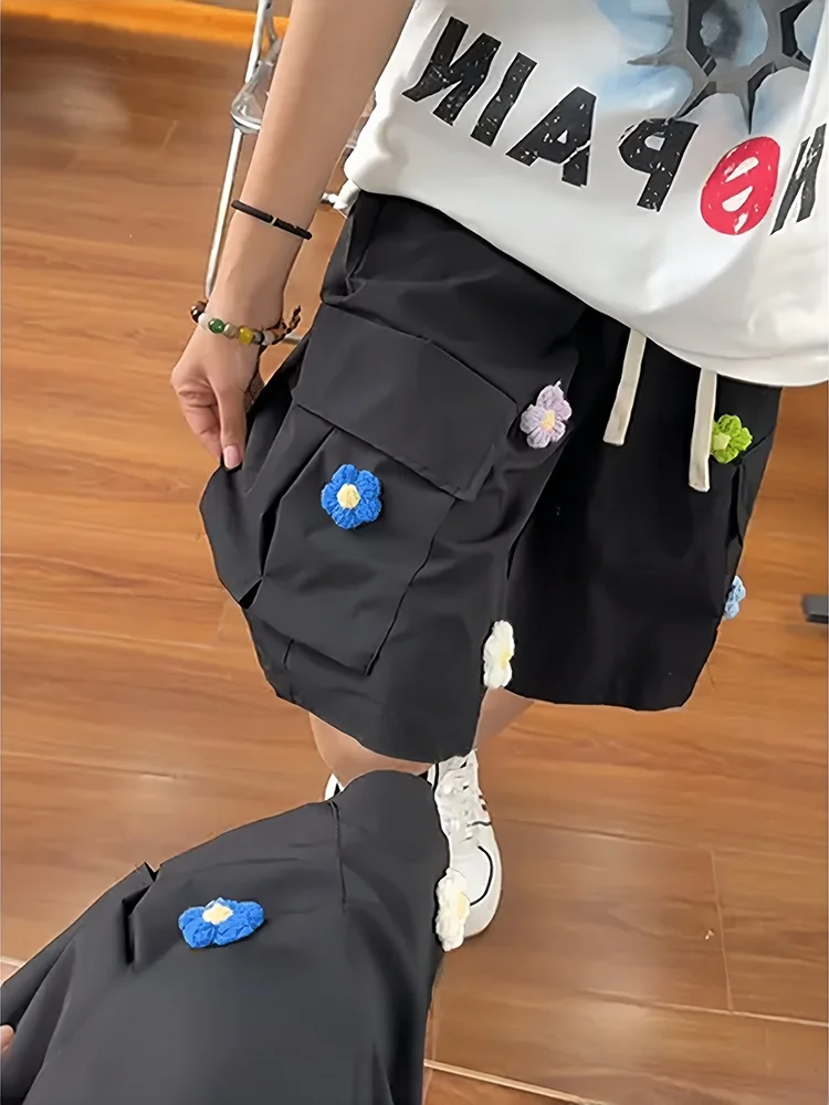 

Летняя свободная посадка с цветочной вышивкой, мужская модная рабочая одежда Spor, тонкие пляжные брюки Five ket, дышащие прямые брюки