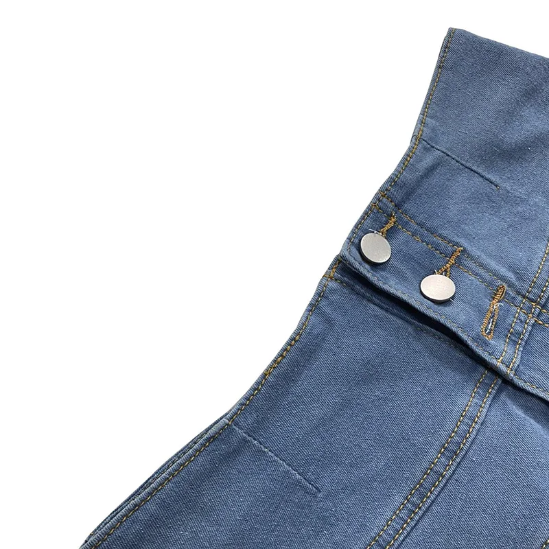 Slergiri femmes bouton mouche couches à volants ourlet jupe en jean 2025 été rétro Y2K taille haute mode correspondant Mini jupes