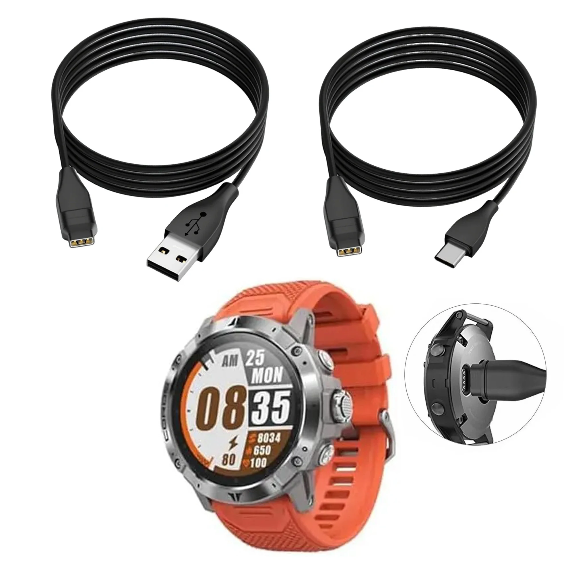 1M Type-C USB-A Charger Cable Compatible for Coros Pace 2 3/Coros Apex/Coros Apex 2 Pro/Coros Vertix/Coros Vertix 2 Smart Watch