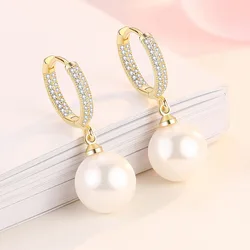 LByzHan 2022 Pearl Earrings Genuine Natural Freshwater Pearl 925 Sterling Silver Earrings Pearl Jewelry For Wemon Wedding Gift