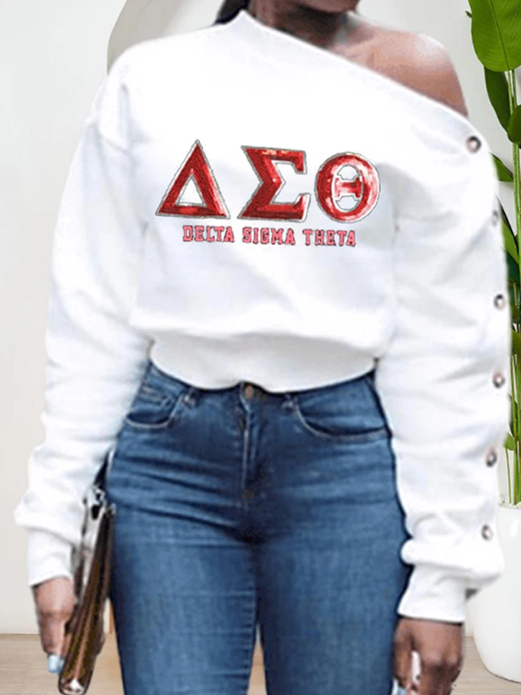 Elegant Button Delta Sigma Theta Print  Sweatshirts