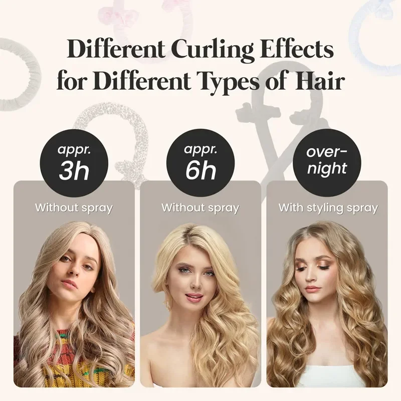 Heatless Curling çubuk kafa bandı hiçbir ısı maşaları bigudiler Scrunchies saç klipleri ile kıvırmak şerit içinde uyku gecede leopar