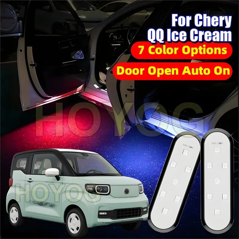 Fit for Chery QQ Ice Cream 2022-2026 Car Door Warning Light for Door-Opening Alerts powered by a USB Rechargeable Battery