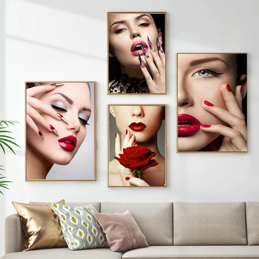 Diamond Painting Beauty Makeup Nail Fashion Salon Colorful Wall Art Full Drill Diamond Embroidery Cross Stitch Mosaic Girl