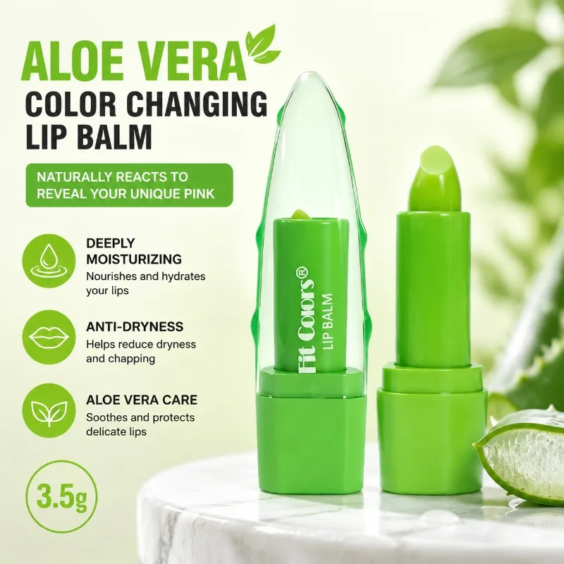 Moist Aloe Vera Temperature Changing Lip Balm Anti-chapped Lip Care Cream Long Lasting Hydrating Formula Soothe Dry Cracked
