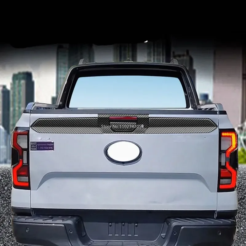 For Ford Ranger 2023 2024  ABS Carbon Fiber Rear Trunk Lid Cover rear Tailgate Boot door bowl Protection Strip Car Accessories