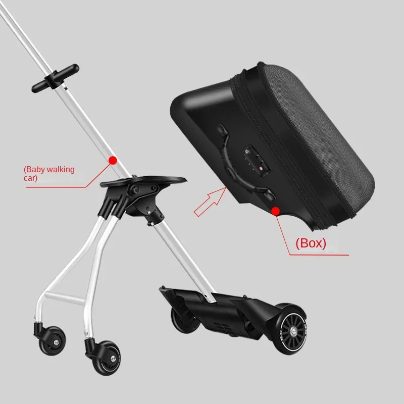 Portaequipajes para niños, puede sentarse y andar con barandilla, cubierta de carrito extraíble, maleta de embarque de 7CM de expansión