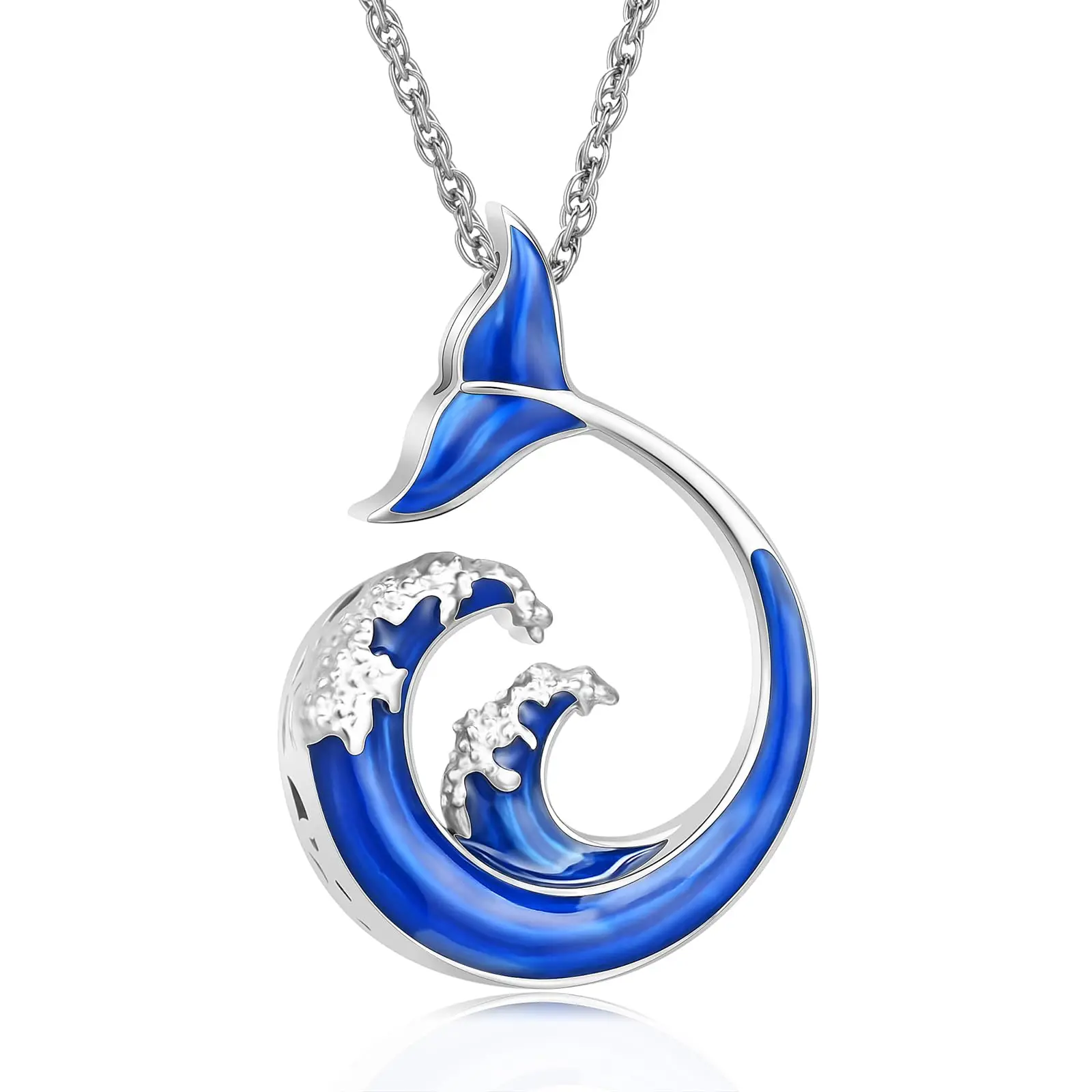 Waves Fishtail Urn Necklace Cremation Jewelry for Ashes Stainless Steel Memorial Pendant Human Pet Keepsake Gift for Women Men