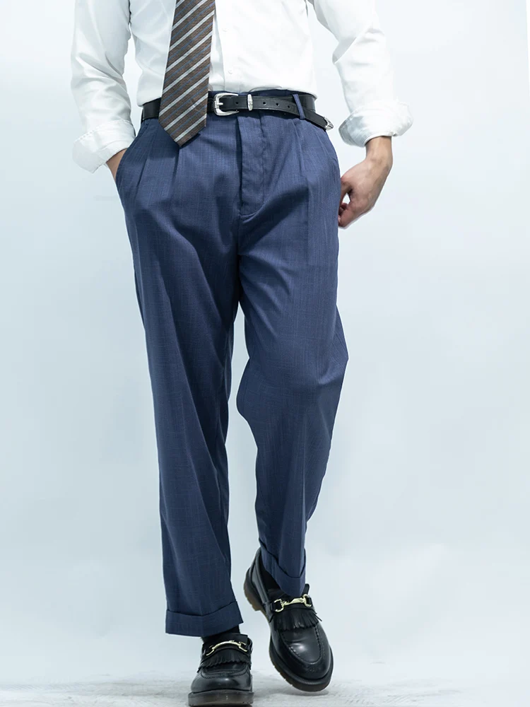POT&CRAFTSMAN All-season Hollywood waist casual pants, loose straight-cut trousers, business formal wear, high waist, men