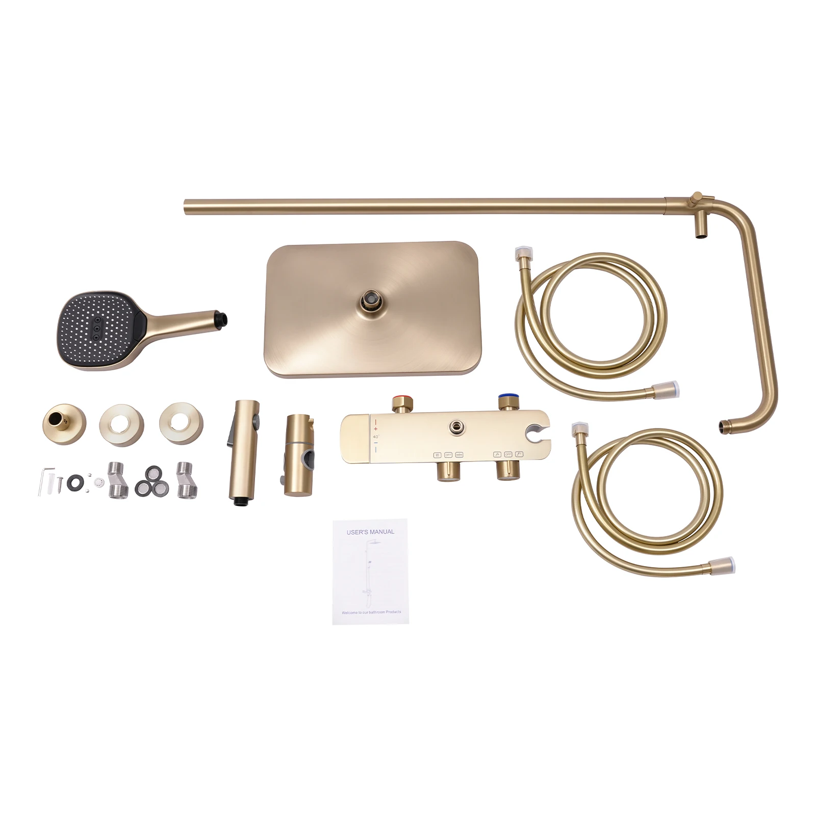 Thermostatisches Duschset, mit Kopfbrause und Handbrause, wandmontiertes, verstellbares Duschset für Hotels und Privathaushalte, G1/2-Anschluss – Detail 2