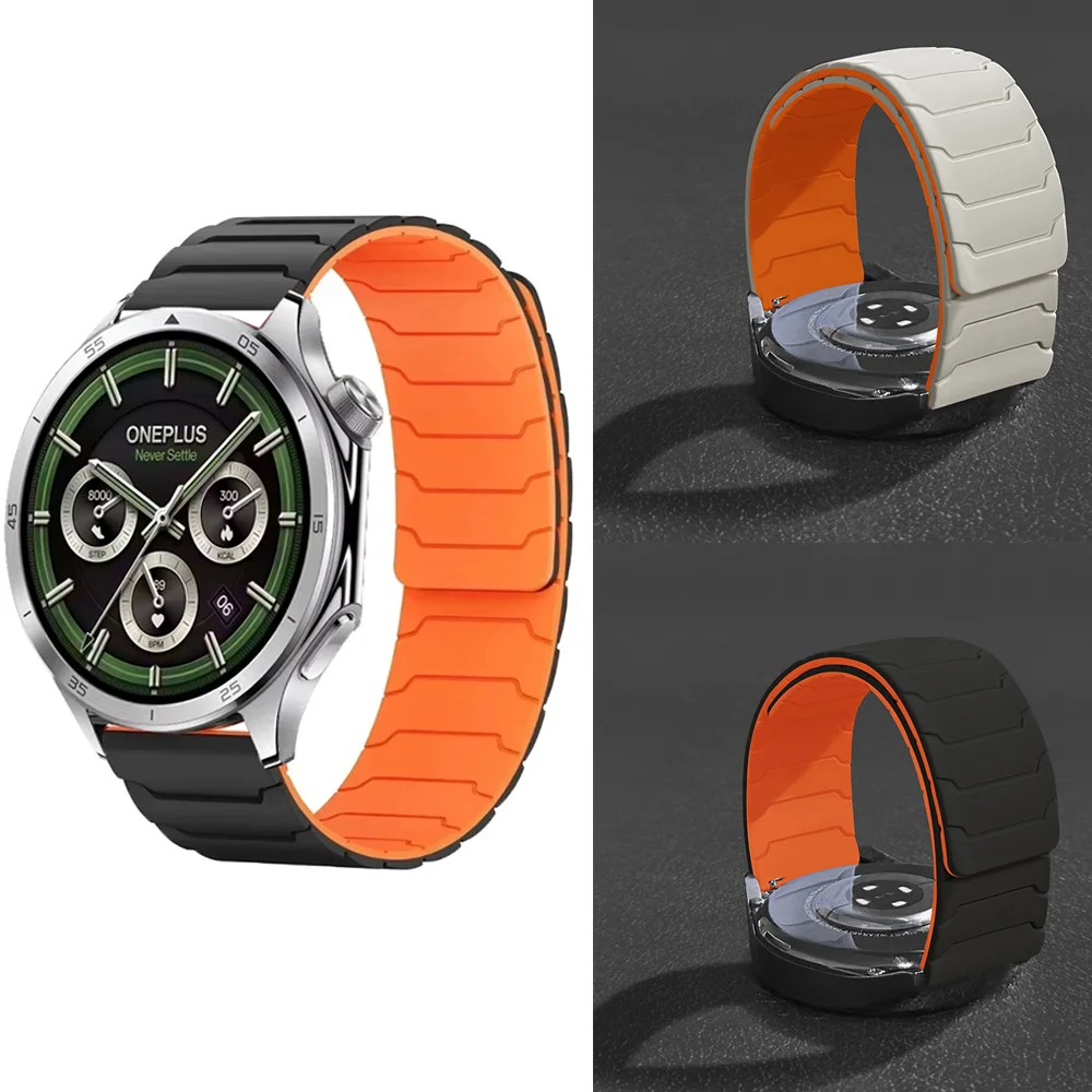 22mm Magnetic Silicone Strap for OnePlus Watch 3 2 2R Bracelet Wristband for OnePlus Watch 46mm/OPPO Watch X/X2/4 Pro Correa