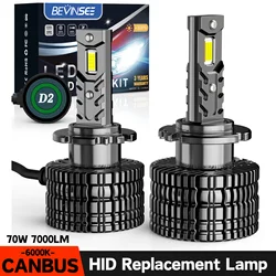BEVINSEE D2S LED Bulb D1S D3S D2R D1R D3R CANBUS LED Headlights HID Replace 70W For Audi BMW for VW for Golf Passat Tiguan 12V