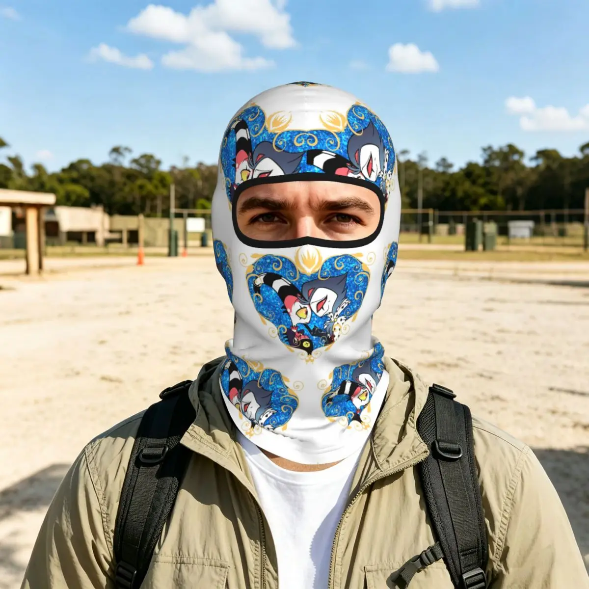 Helluva Boss Stolas And Blitzo Heart Frame Breathable Thin Balaclava Full Face Mask Sun Protection Neck Gaiter For Outdoor