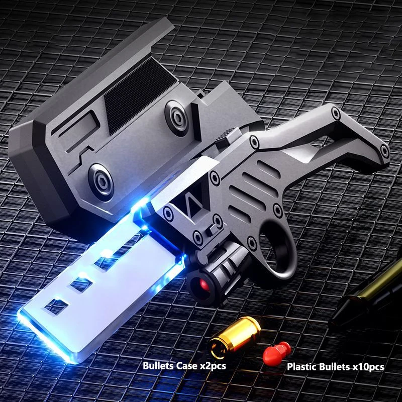 Pisau Bercahaya Plastik EDC Luar Ruangan Dapat Menembakkan Cangkang Mainan Model Pistol Alat Hadiah Kreatif
