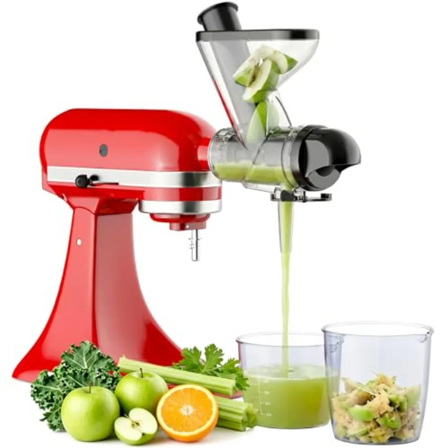 

KitchenAid stand mixer attachment: masticating juicer with cold press dual feed chute, slow juicing parts for fruits and vegeta