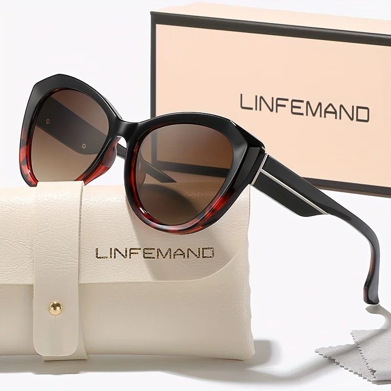Linfeband trendige Katzenaugenbrille, modische Retro-Damen-Sonnenbrille, UV400, klassischer Rahmen, Fotografie-Requisiten, Weihnachtsgeschenk – Detail 1