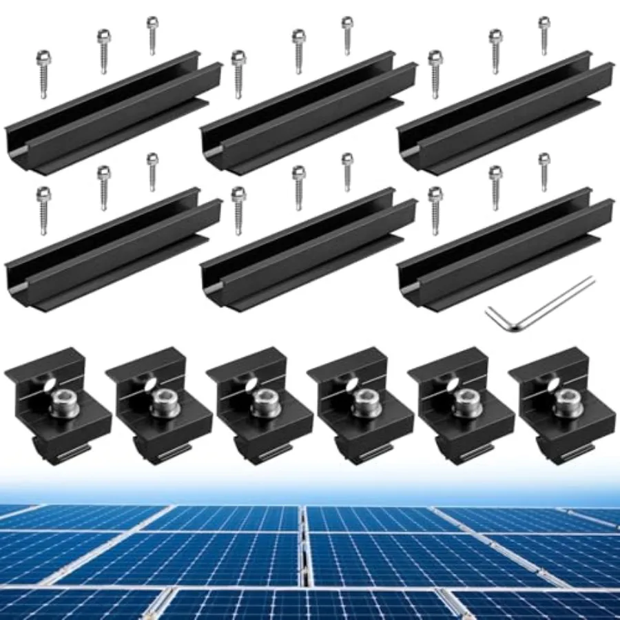 

Solar Panel Bracket Kit 6 Pcs 7.87 in Aluminium Solar Panel Mounting Rail 30mm/35mm Solar Panel End Clamps Solar Panel Brackets