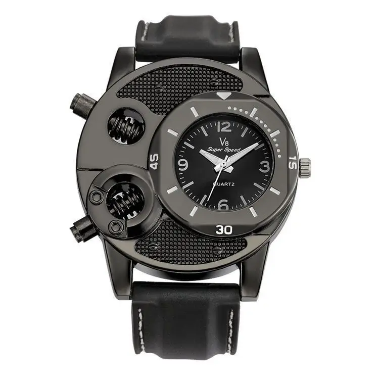 Reloj deportivo V8 para hombre, cronógrafo de cuarzo, de silicona, con placa grande, personalizado, informal, de negocios, a la moda