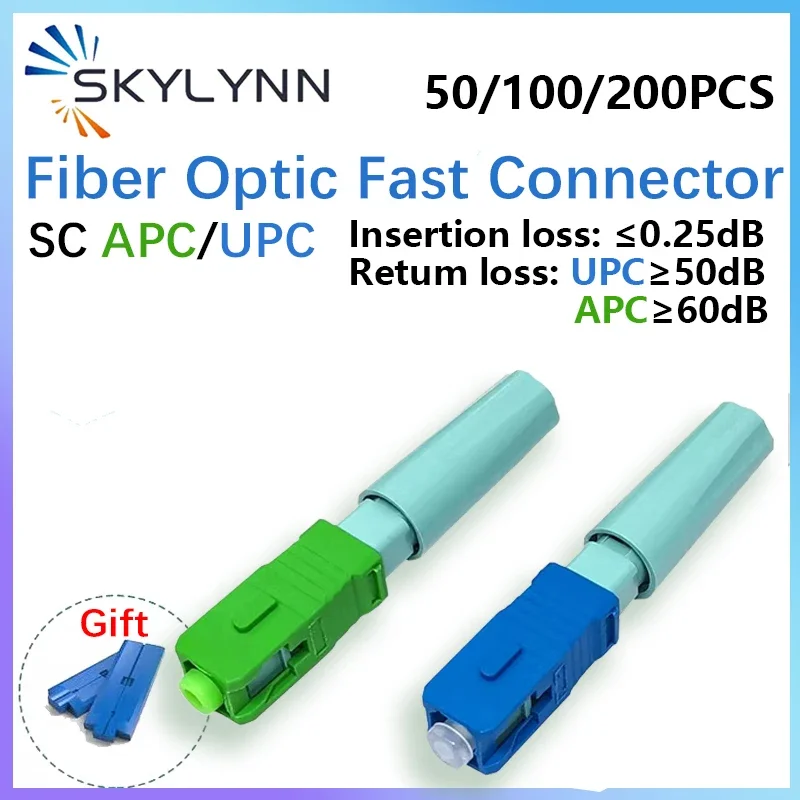 

NEW SC Fibre Optic Quick Connector Cold Plug Tool Singlemode SC UPC APC Fibre Optic Quick Connector FTTH Tool 50/100/200PCS