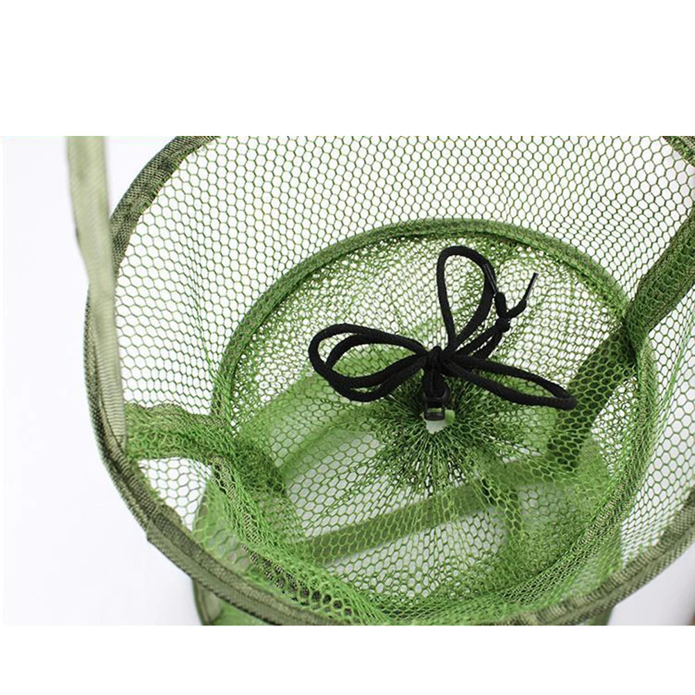 

Folding Fish Net Mesh Cage Shrimp Trap Foldable Bait Cast Portable Fishing Net Durable Nylon 3 Layer Spring Frame Drawstring